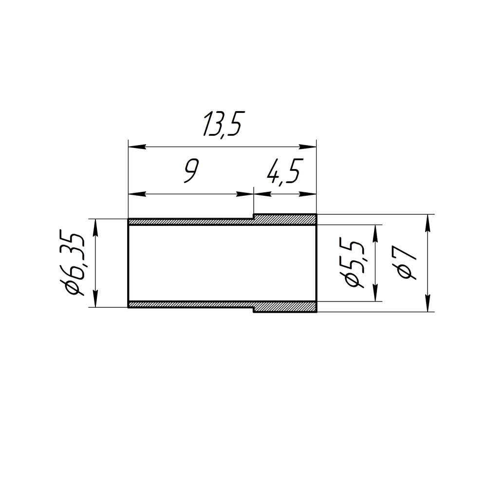 Обжимное кольцо для разъемов на кабели RG-58, RG-142, RG-400, LMR-195, LMR-200 (диам. 6,35х7,0 мм)