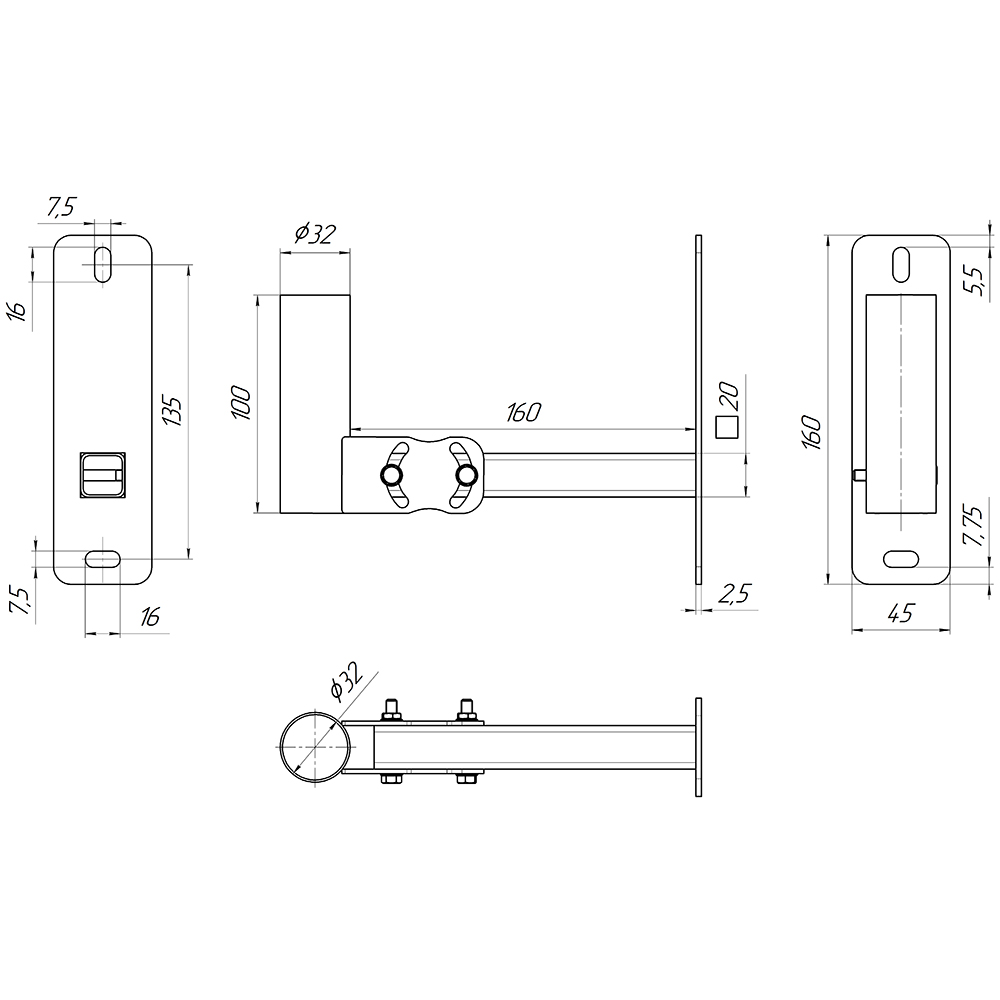 Настенный поворотный кронштейн KH-200R