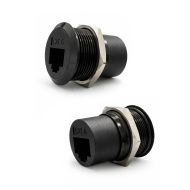 Переходник RJ45 C-типа на корпус с гайкой, резьба 22 мм, CAT6, 8P8C, для внутреннего монтажа, гнездо-гнездо, черный